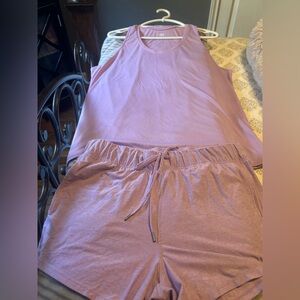 Women lavender shorts set.  T-back top loose fit. Never worn. Shorts LRG  top XL